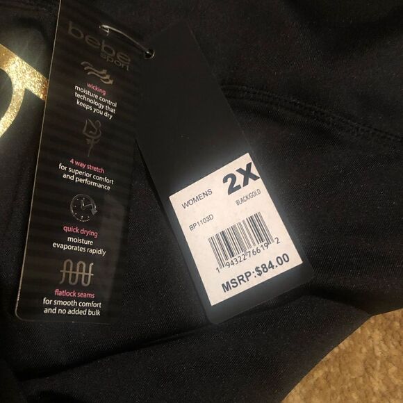 NWT BEBE SPORT joggers with gold wide logo . - Picture 4 of 7